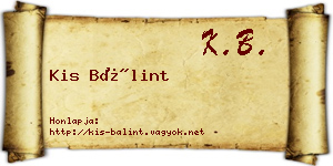 Kis Bálint névjegykártya